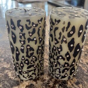 Leopard Print Decorative Candles / Pair